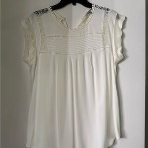 Daniel Rainn Ivory Lace Accent Blouse